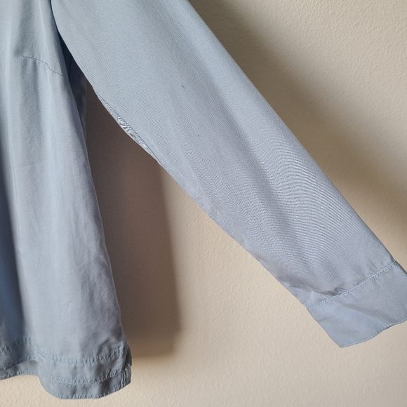 J. Jill Blue Long Sleeve Lace Up Chambray Blouse - Picture 8 of 12